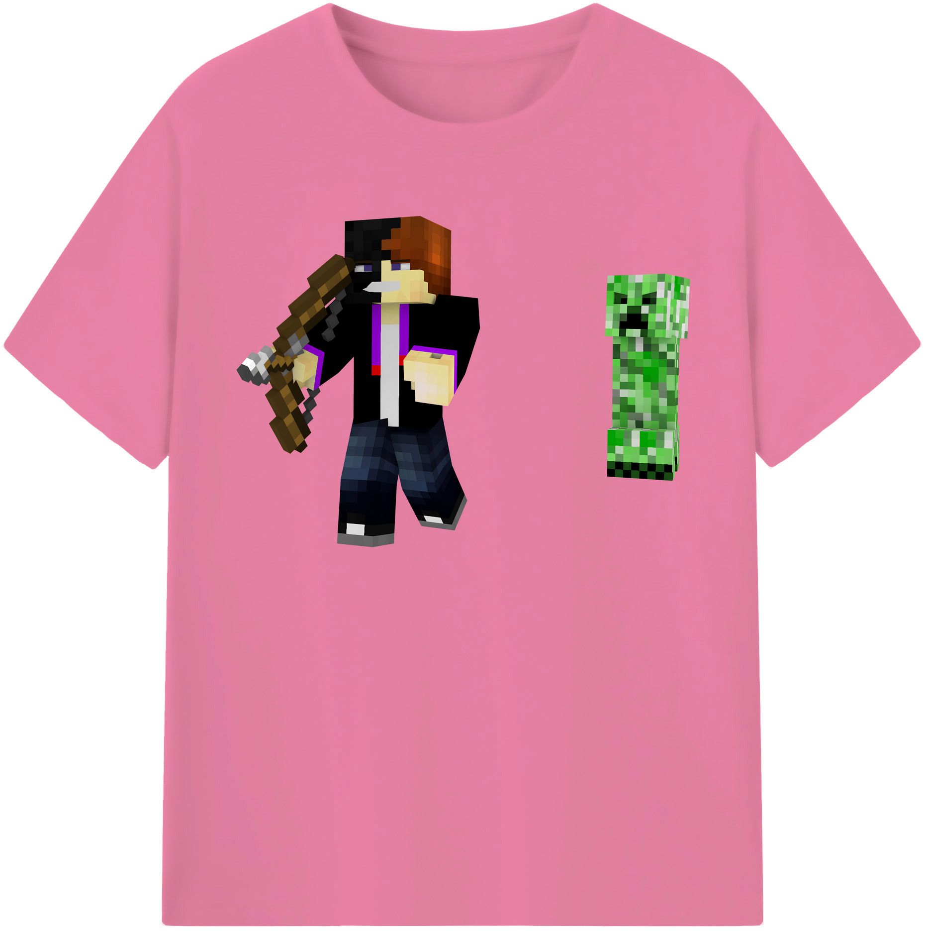 （画像用） マインクラフト ブロックの世界 Minecraft MC Block world 綿100％半袖Tシャツ（フロントプリント）
